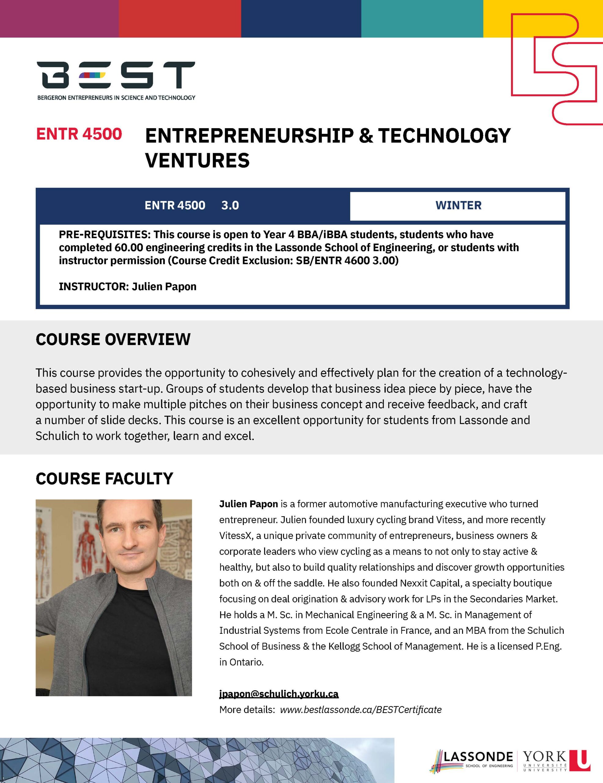 ENTR 4500
Entrepreneurship & Technology Ventures (poster)