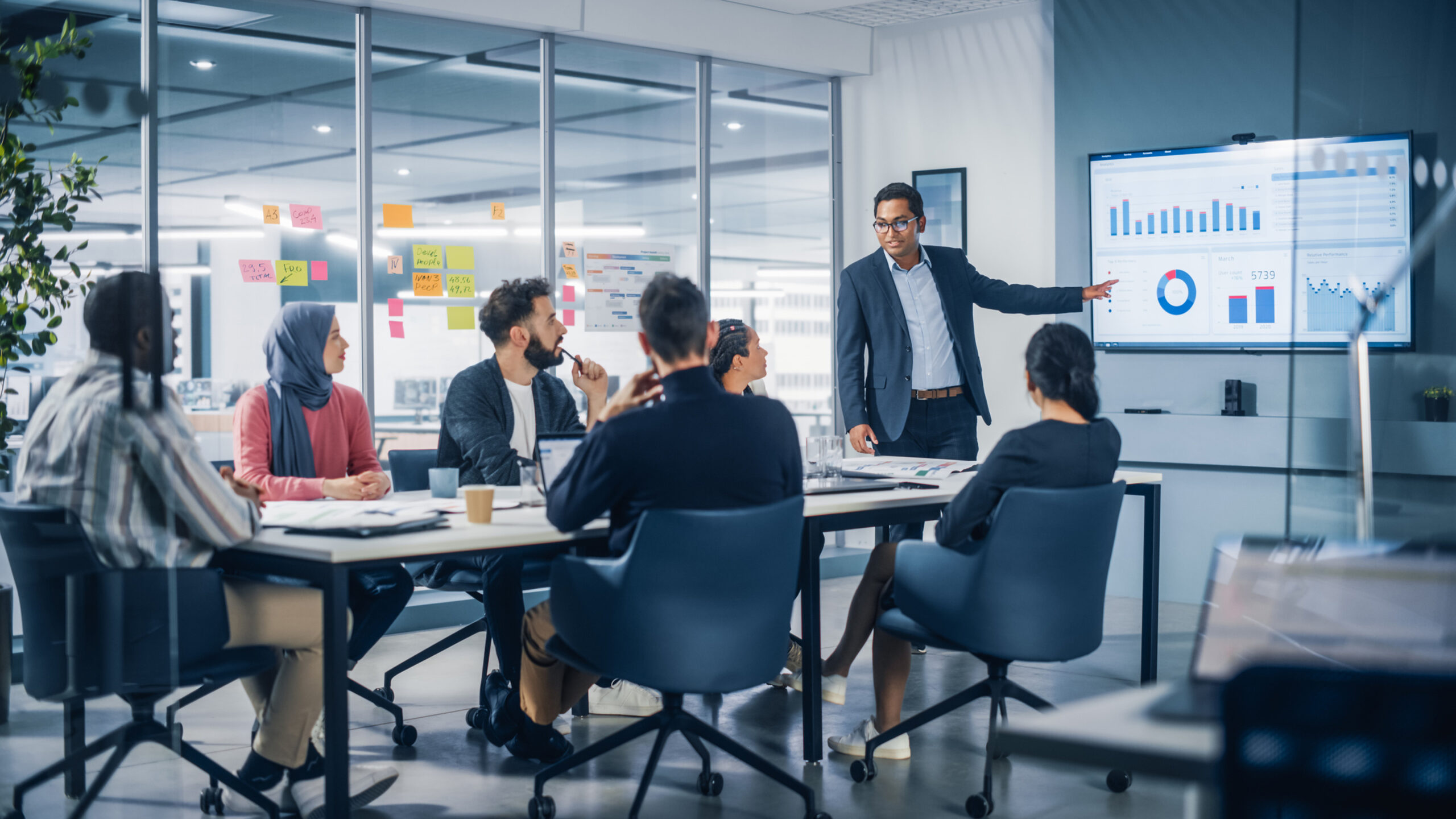 business meeting at a conference room, multi-ethnic diversity