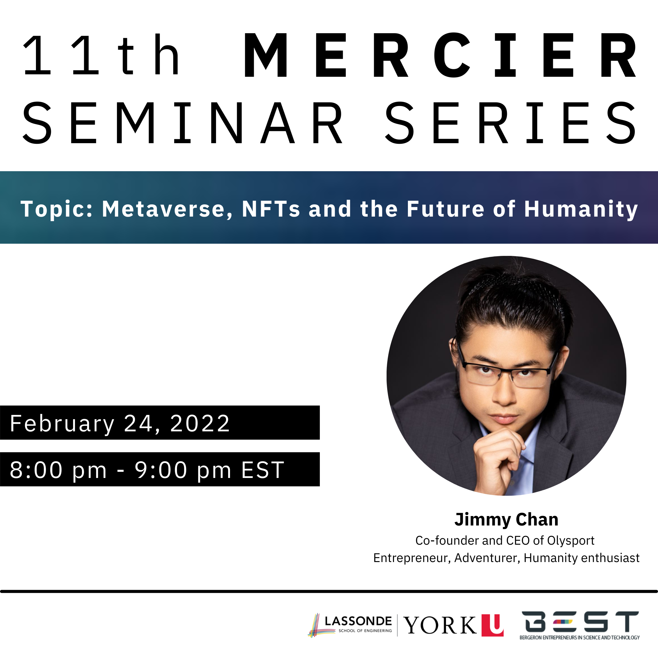 11th Mercier Seminar Poster with photo of Jimmy Chan