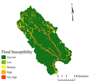 Flood susceptibility map from ANN-SMOTE ensemble.