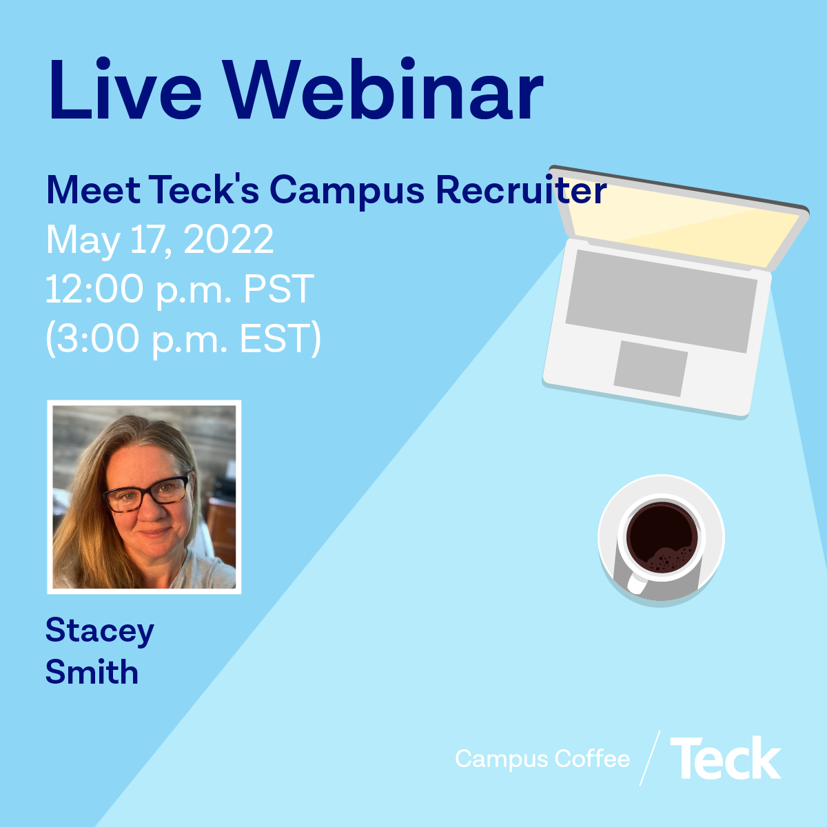 A poster of a live webinar with a campus recruiter