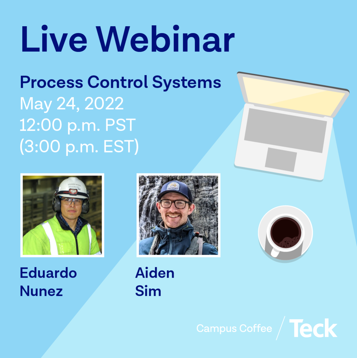 A poster of Process Control Systems Live Webinar with Eduardo Nunez and Aiden Sim