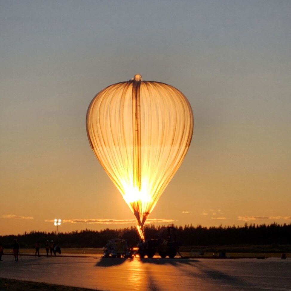 Stratospheric Balloon launch in sunset