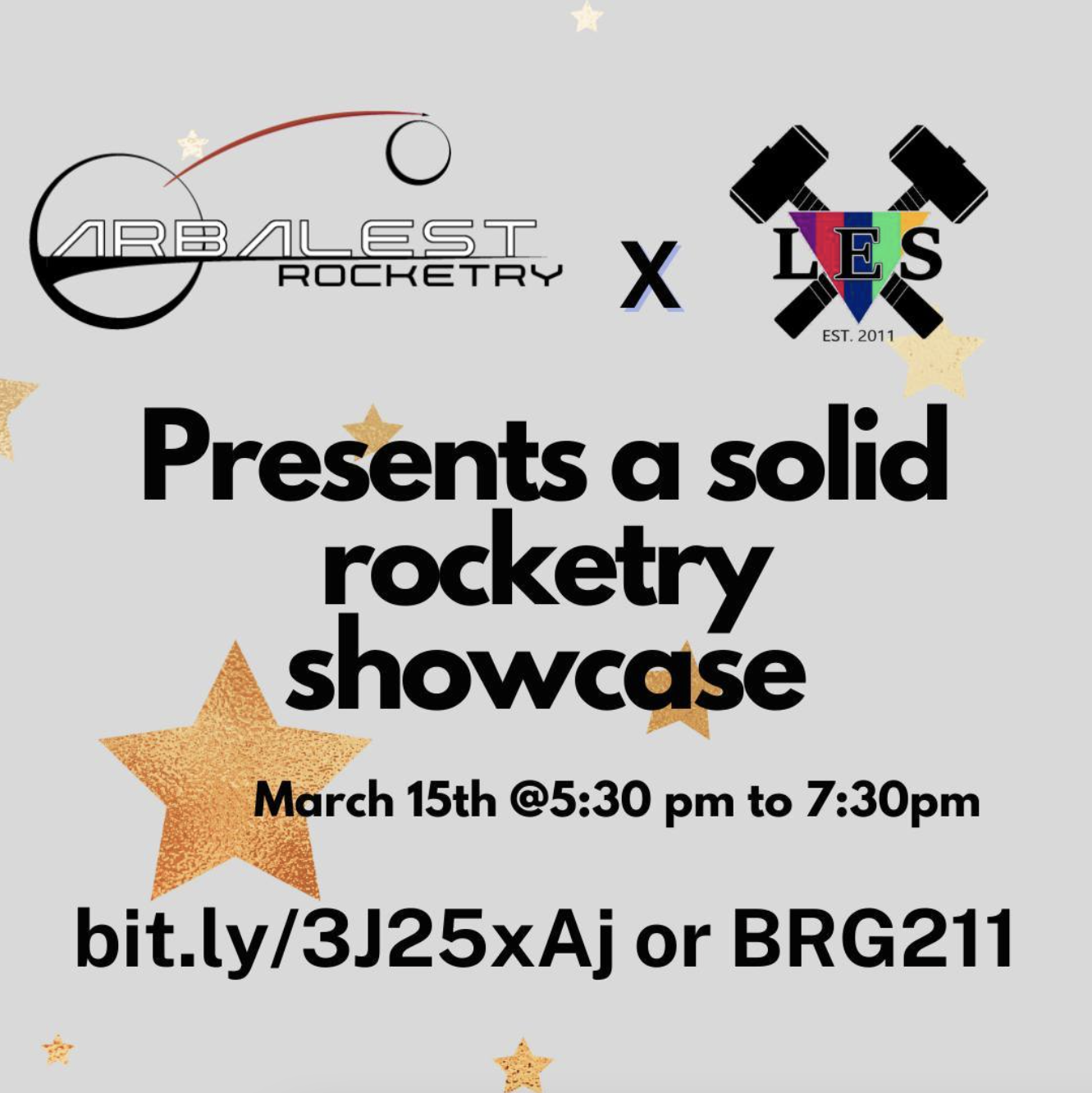 LES x Arbalest Rocketry Solid Rocket Showcase poster