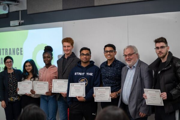 A group photo of the BEST Entrance Award receipients in 2019, with Maedeh Sedaghat and Andrew Maxwell