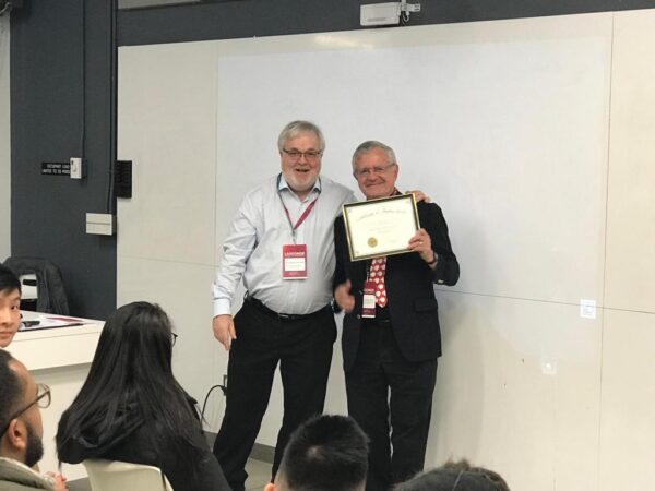 Dr. Andrew Maxwell (left) and Dr. Shlomo Maital (right), a photo at the Lassonde School of Engineering in Toronto