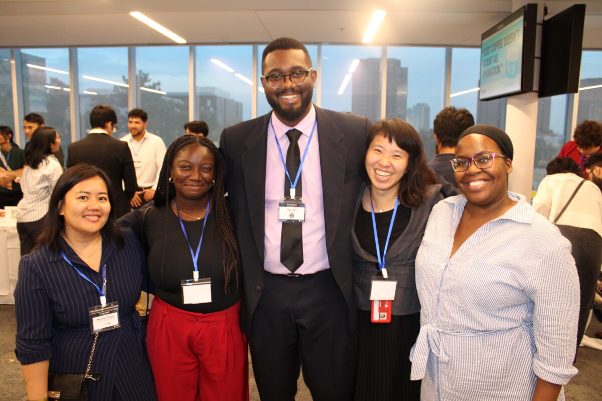  Co-op and Student Engagement team with Industry Night host, Quardin Lyttle (center)