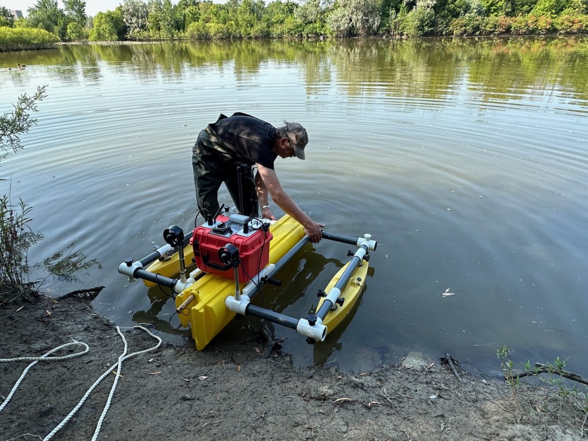 Professor Michael Jenkin conducting outdoor research. 