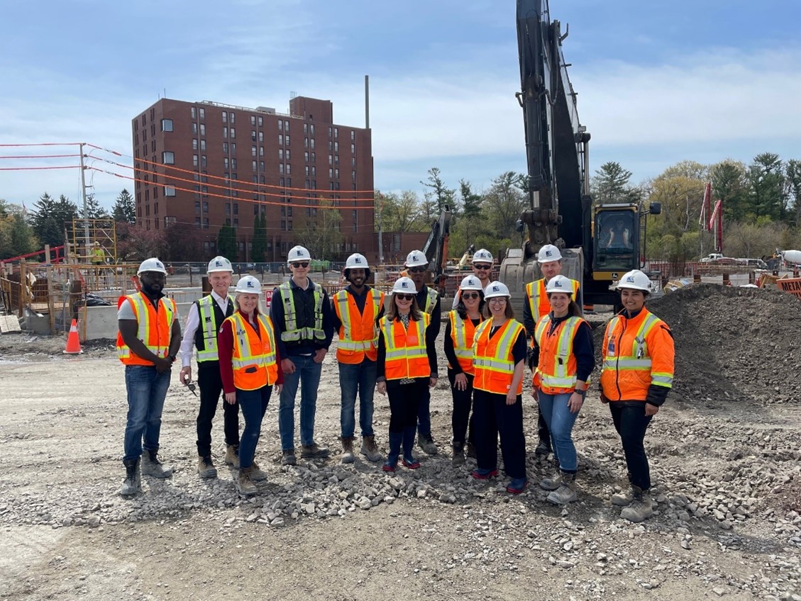 Members of the Kenaidan and York team, including Kenaidan President & CEO, Aidan Flatley, Dean Jane Goodyer, Lassonde School of Engineering, and Susana Gajic-Bruyea, VP, Advancement, York University visiting a current project at Trillium Health Partners, Mississauga Hospital