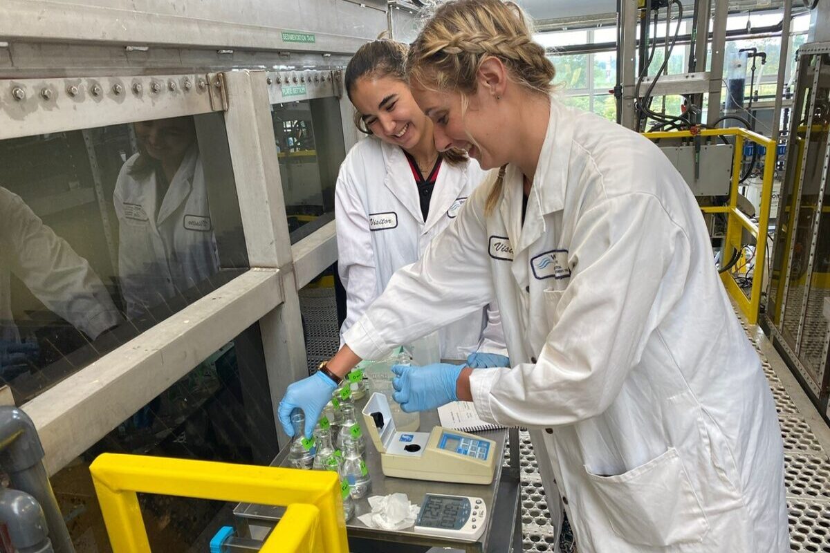 Grad students working in lab