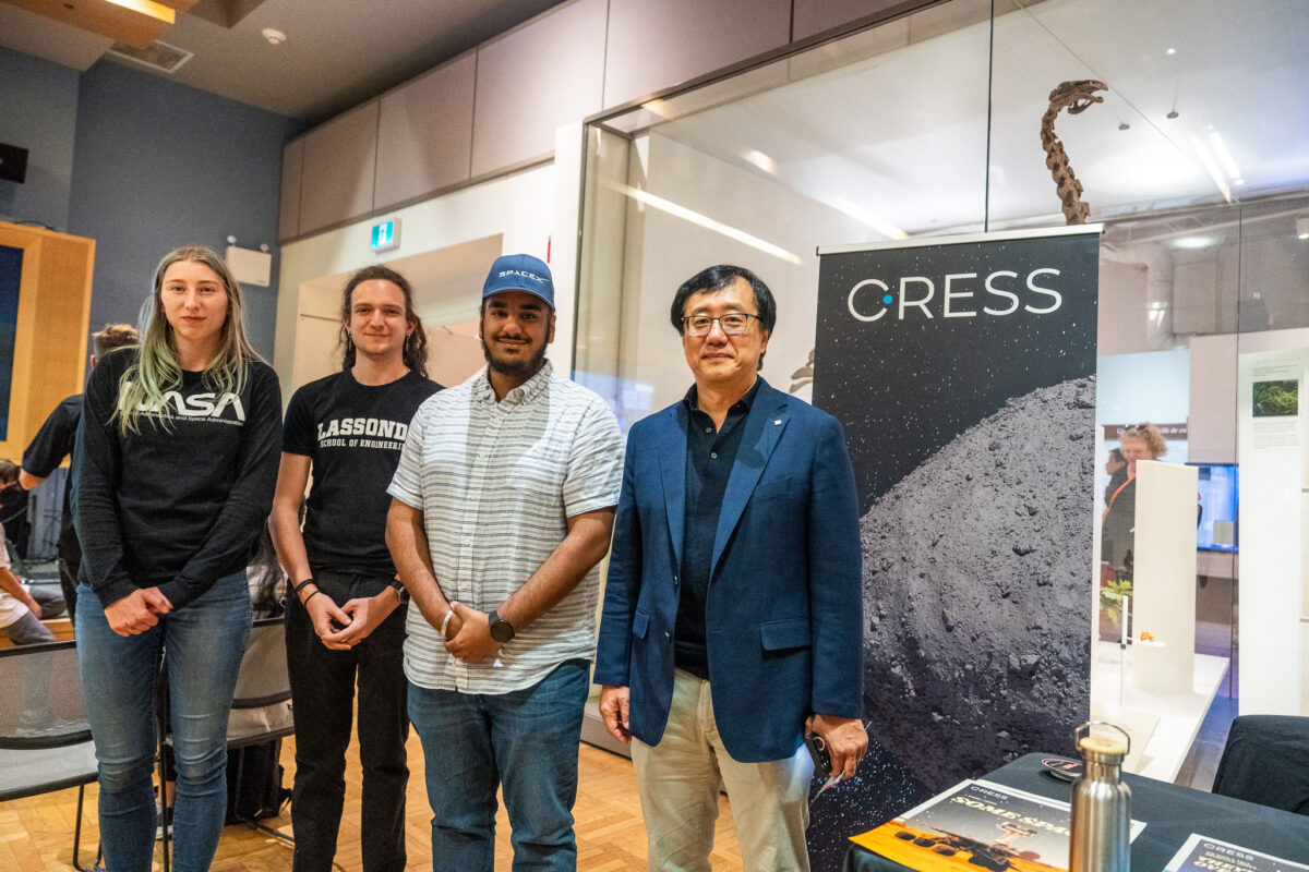 Prof. Gunho Sohn with students at OSIRIS-REx mission-return event at the ROM