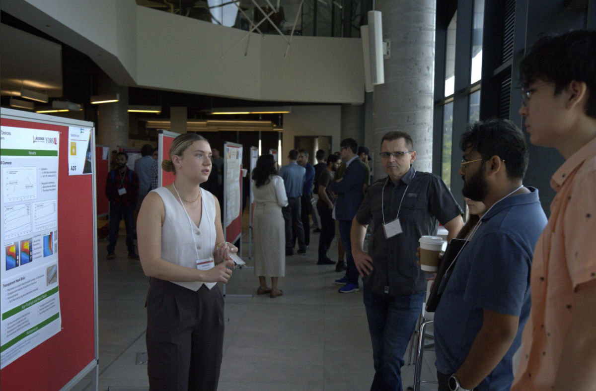 Students presenting their research posters at Lassonde’s Undergraduate Summer Research Conference.