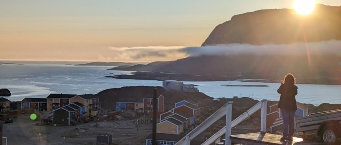 View of houses and lake from community in Nunavut