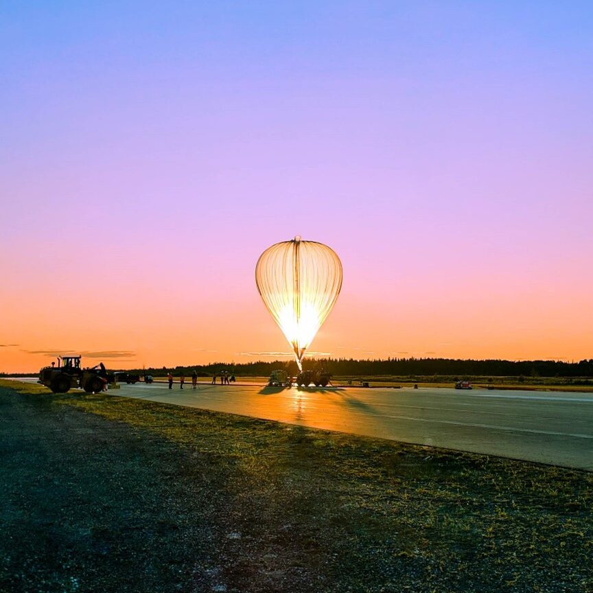 Stratospheric balloon at Sundown