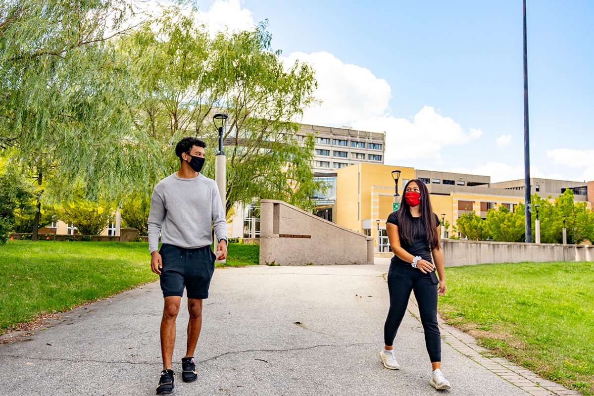 Students walk in York commons