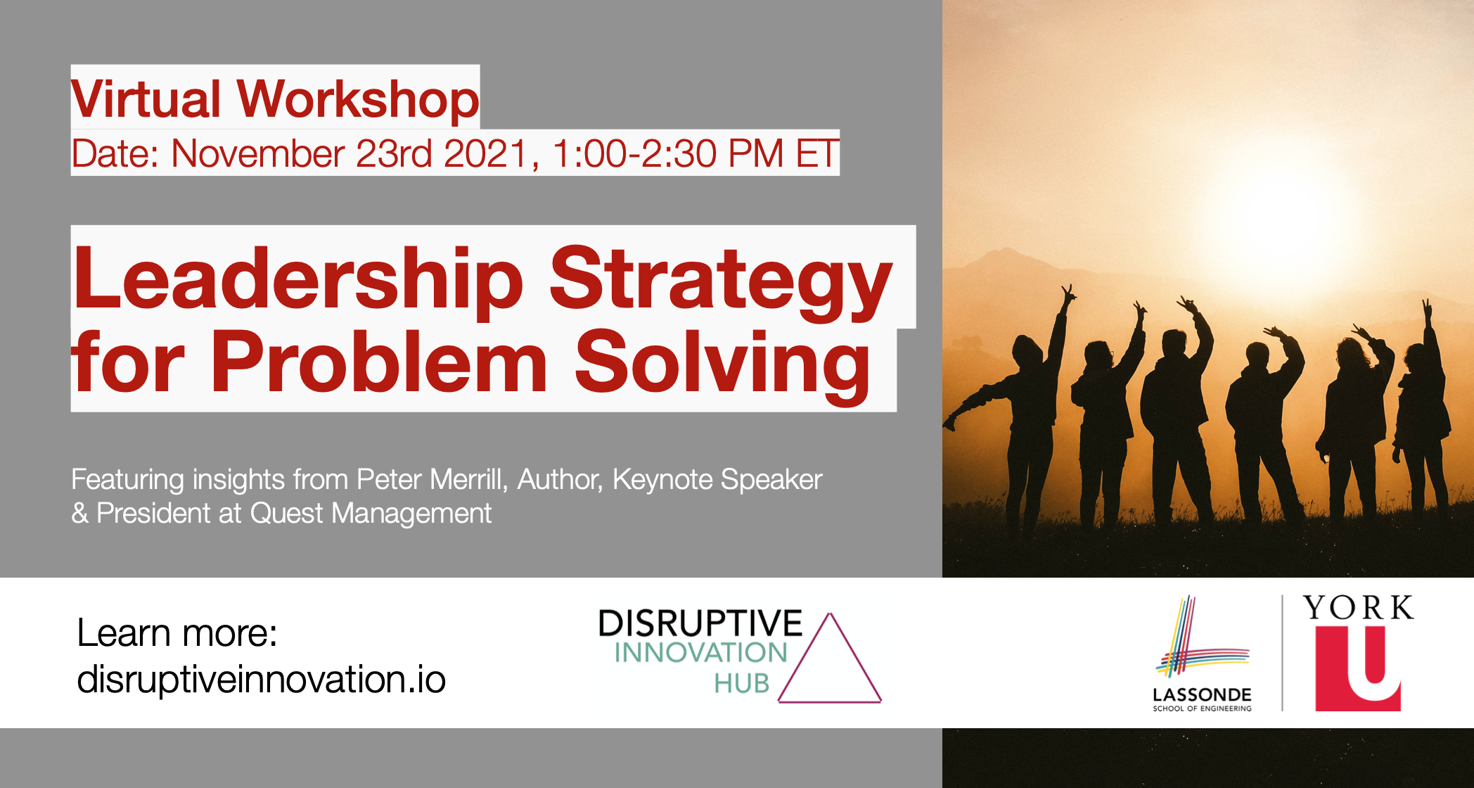 Disruptive Innovation Hub: Leadership Strategy for Problem Solving Event Poster