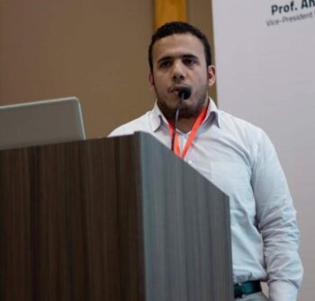 Ahmed Abdelaziz presenting at a conference