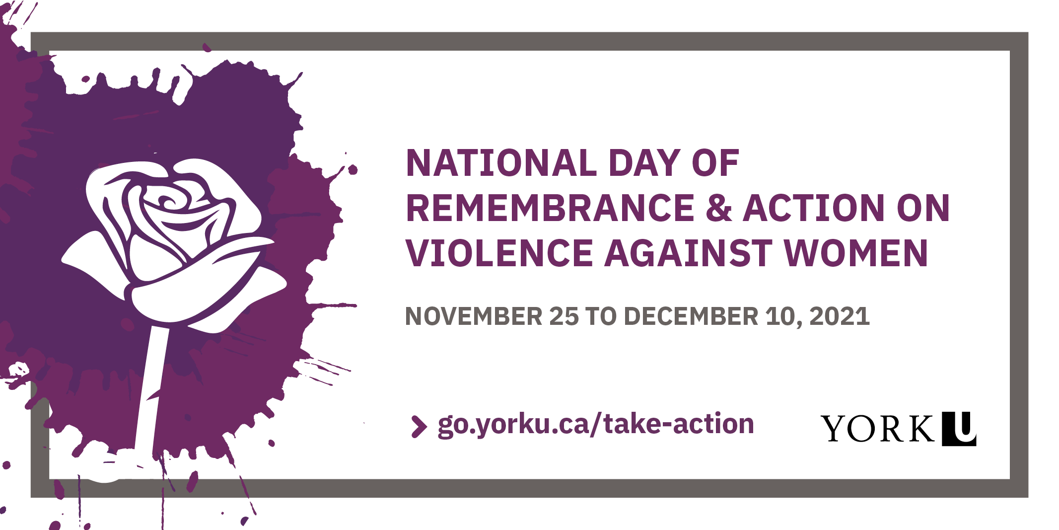National Day of Remembrance and Action on Violence Against Women Event Poster with rose graphic