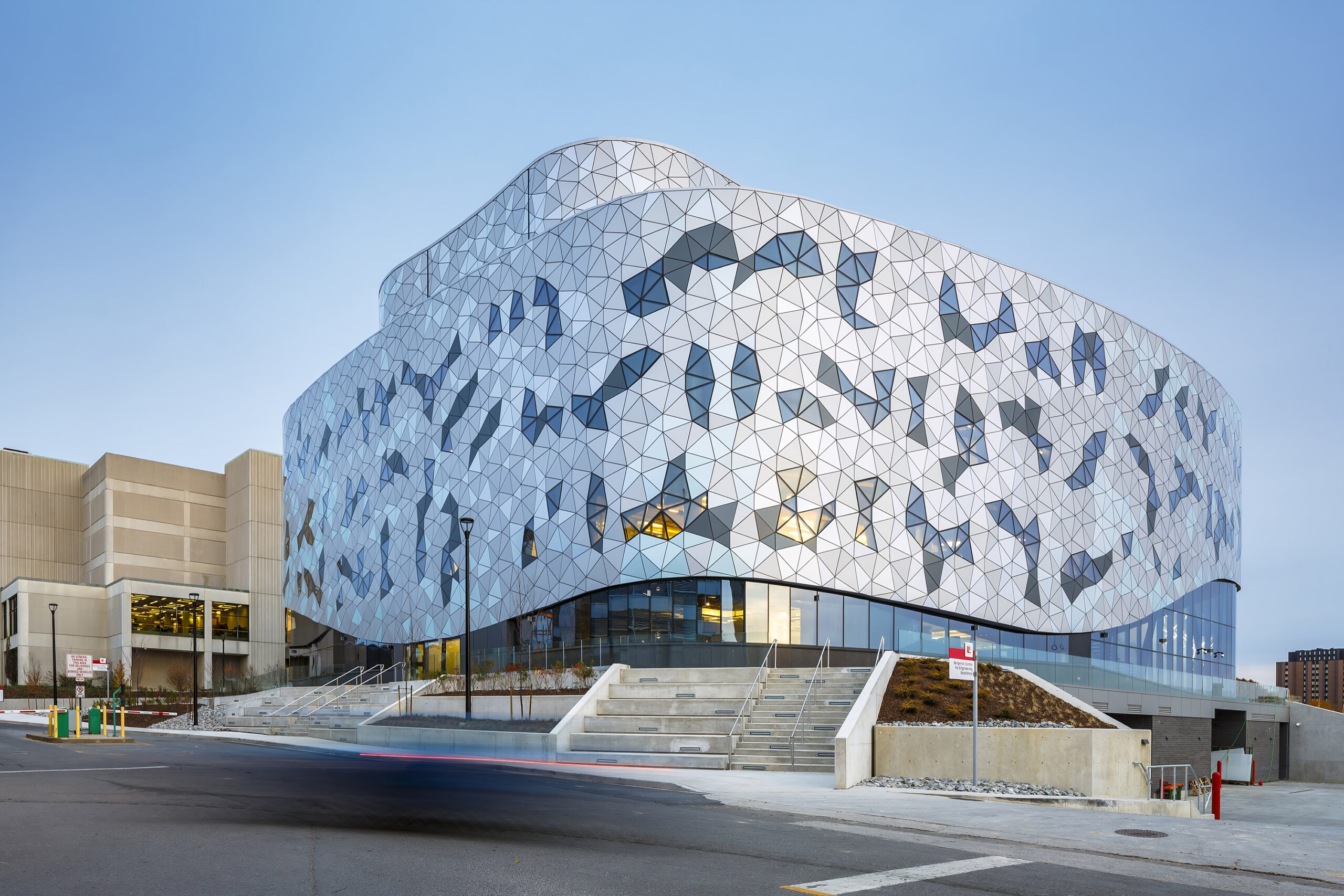 Lassonde Bergeron Centre in twilight