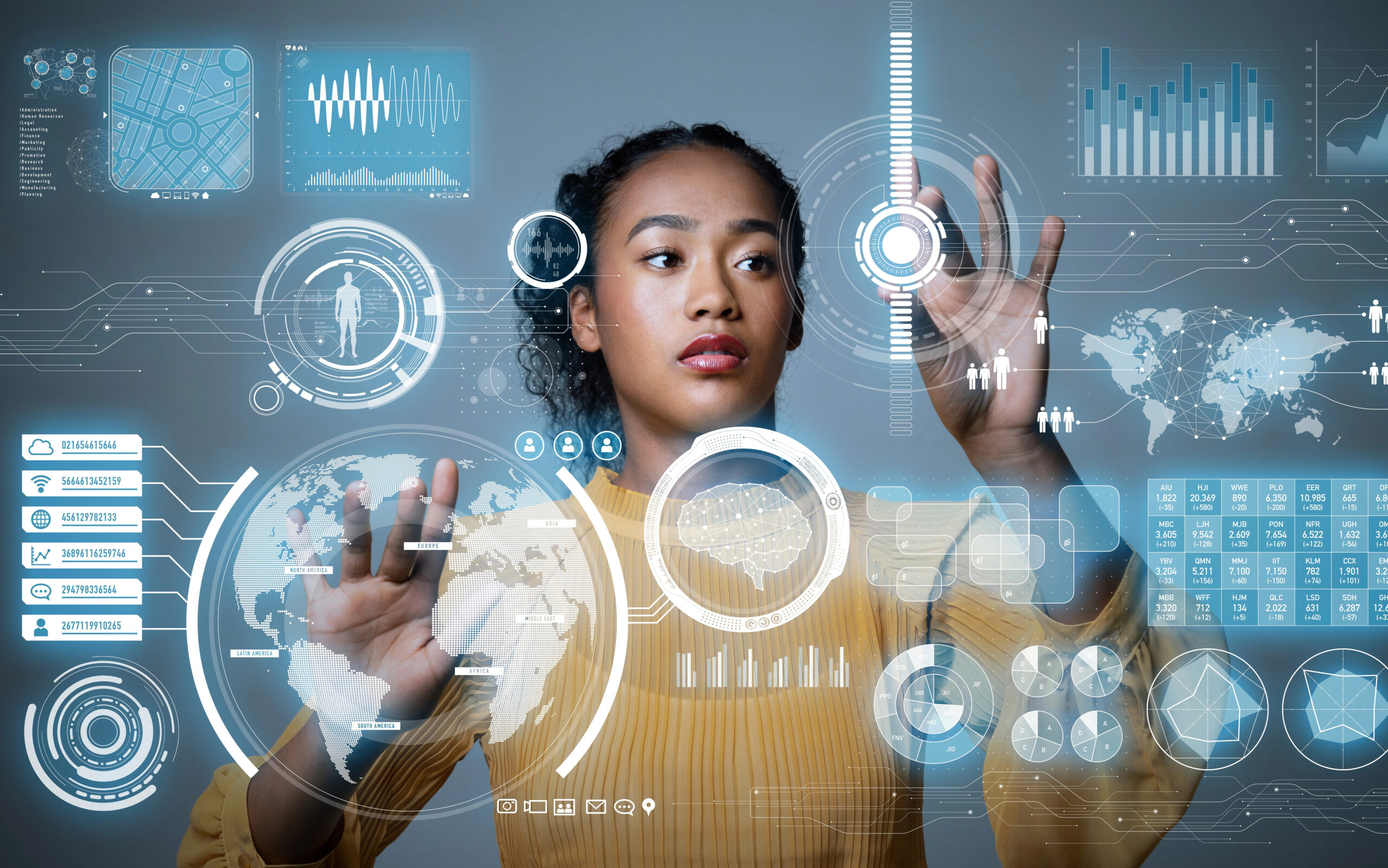 woman working with digital screen