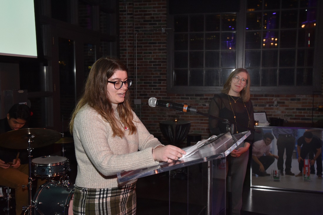 November 1, 2022, Lassonde 10th anniversary, Lassonde alumna Hannah Yorke Gambhir giving remarks alongside Dean Jane Goodyer