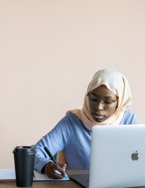 Woman working in front of her laptop