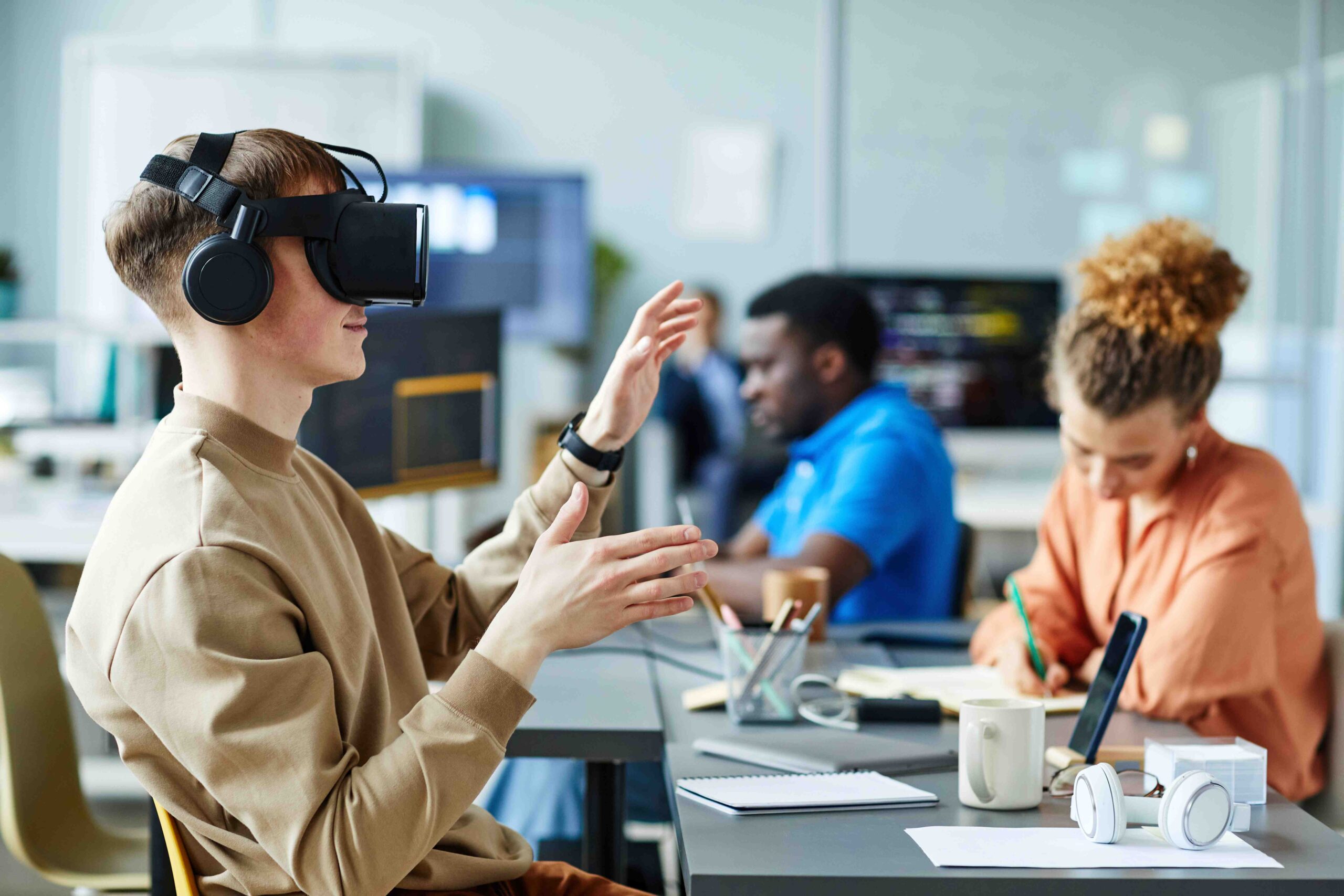 Digital media student testing Virtual reality
