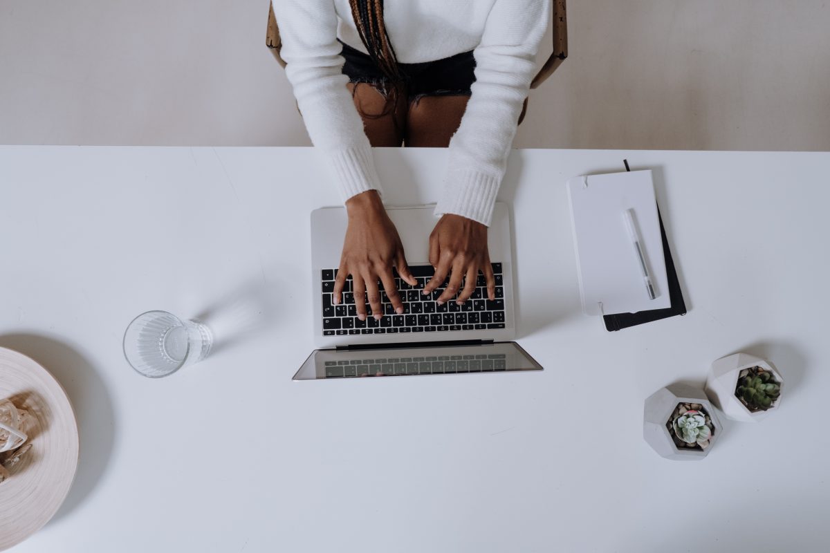 Laptop, hands