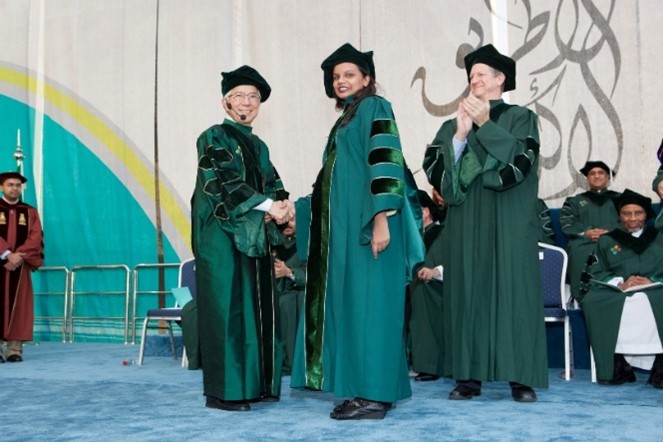 Professor Hina Tabassum receiving her PhD from King Abdullah University of Science and Technology in Saudi Arabia. 