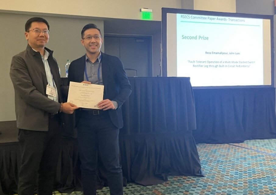 Professor John Lam receiving his IEEE TIA second prize paper award at the IEEE Energy Conversion Congress and Exposition in Nashville, Tennessee.