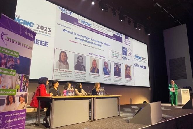 Professor Hina Tabassum as a panelist and speaker at IEEE WCNC 2023.
