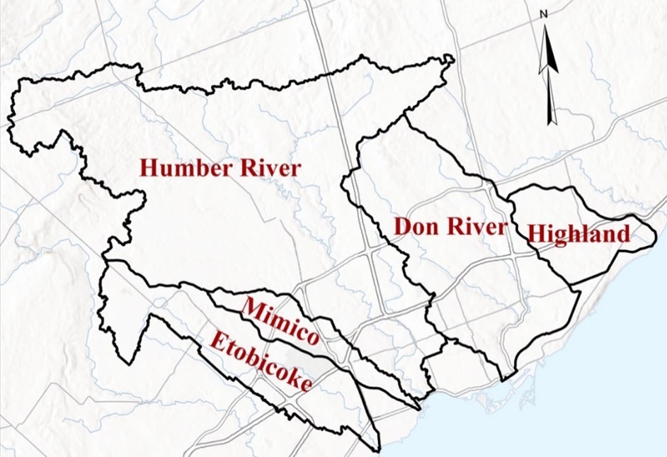 Region of Southern Ontario selected for flood susceptibility mapping.