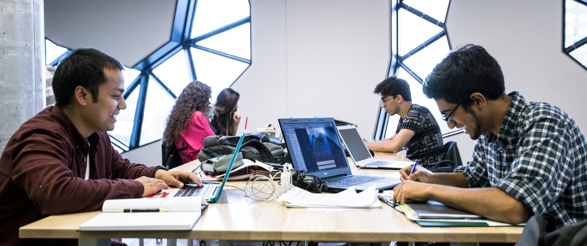 A group of Lassonde Students studying in Sandbox