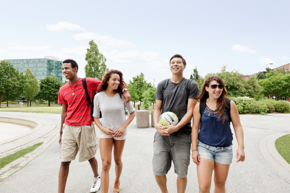 Students walking on campus