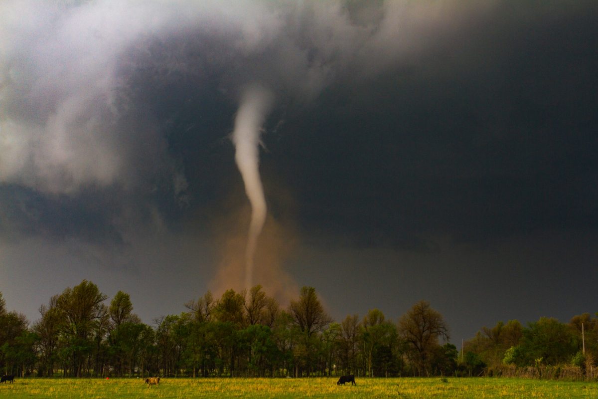 Tornado in the horizon of a field